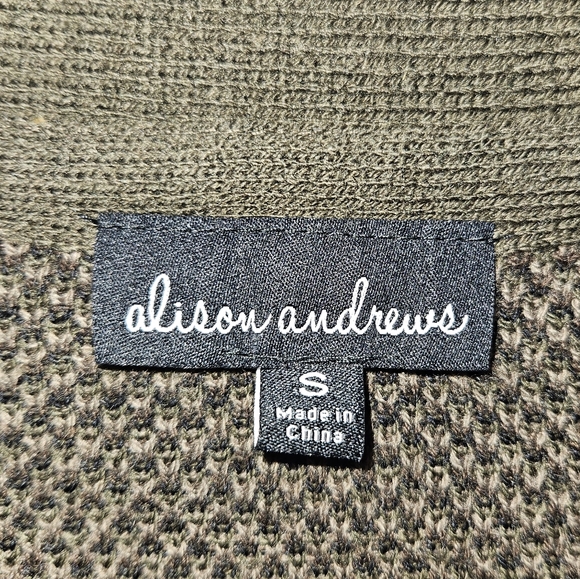 Camo Cardigan Oversized Women's Size Small Green Black Sweater Alison Andrews - Picture 3 of 12